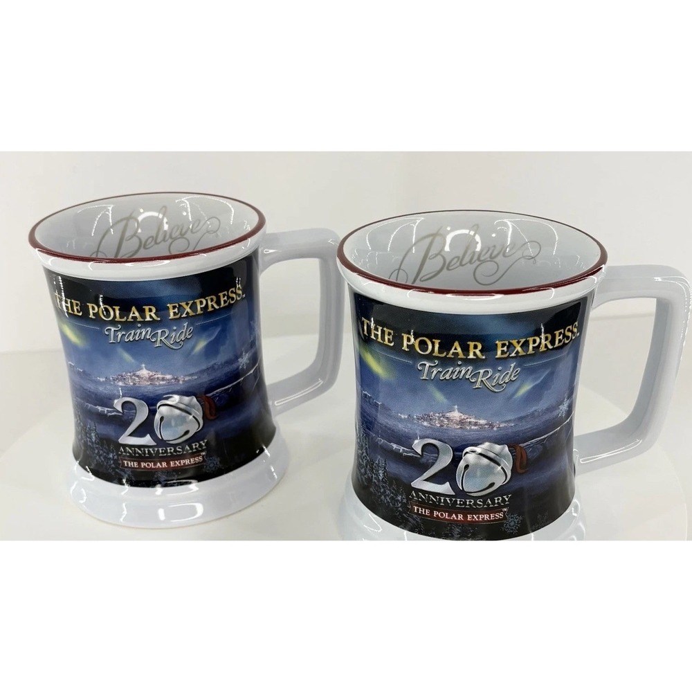 The Polar Express Train Ride 20th Anniversary Coffee Tea Cup Mug Set Of 2